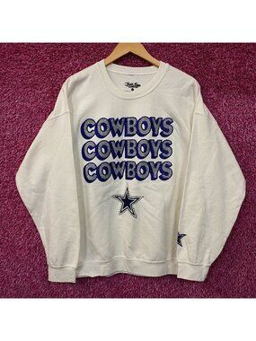 Junk Food Clothing Dallas Cowboys Repeat Bling Glitter Crewneck Sweatshirt Large